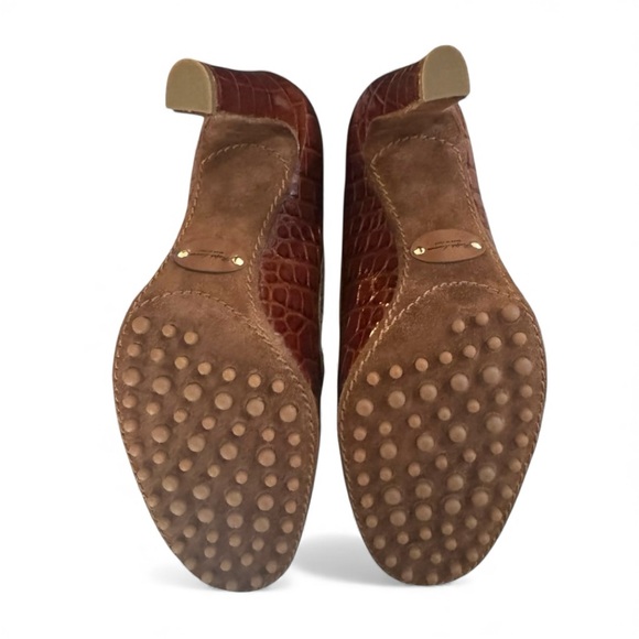 RARE Ralph Lauren Purple Label Croc-Embossed Leather High Heel Brown 8.5 NIB - Picture 6 of 7